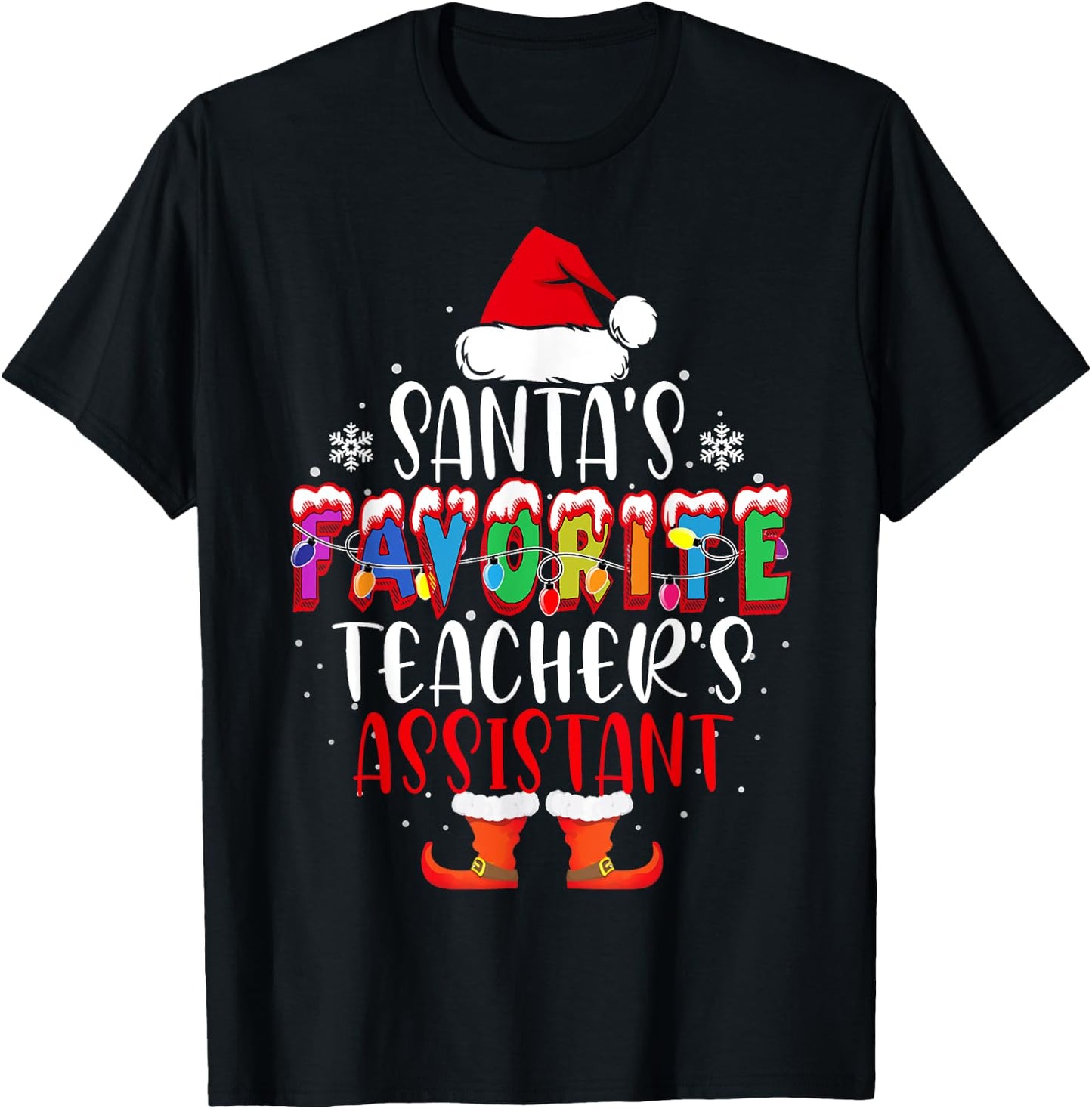 Santa's Favorite Teacher's Assistant Funny Christmas Gift T-Shirt - T-Shirt | Black