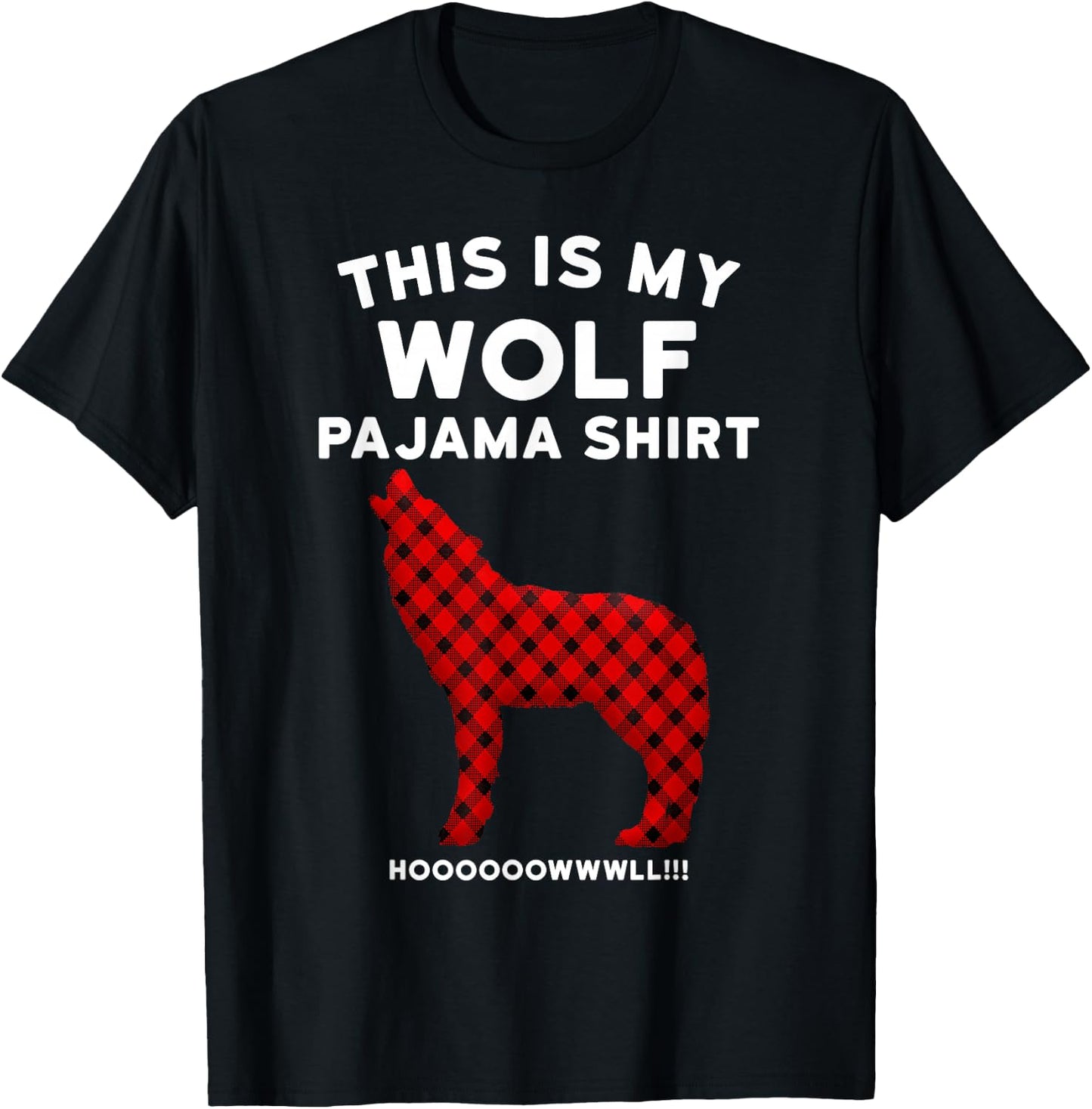 Wolf Pajama Shirt - Cute Christmas Gift Wolf Lovers T-Shirt - T-Shirt | Black