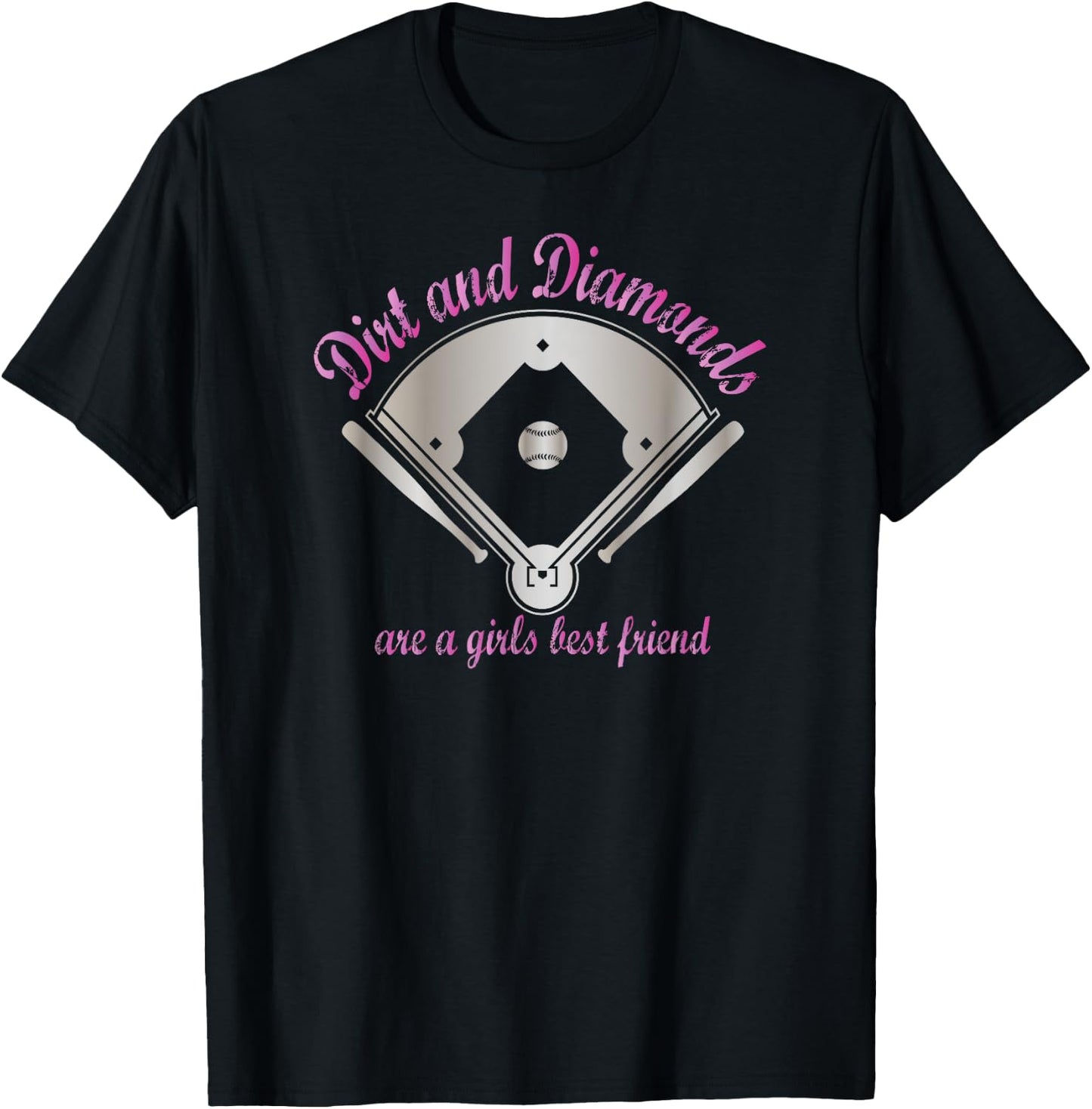Dirt and Diamonds are a Girl's Best Friend Baseball Softball T-Shirt - T-Shirt | Black