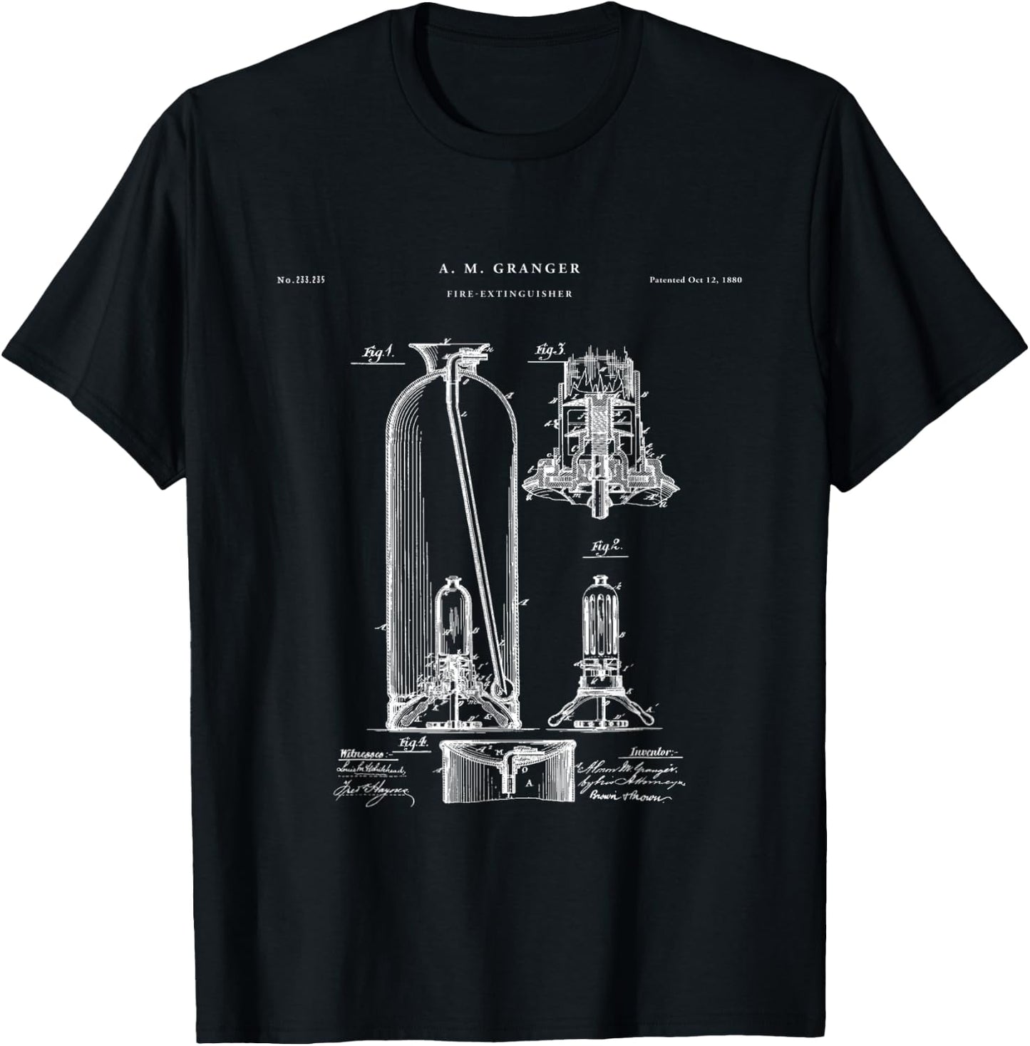 Fire extinguisher Patent - Firefighter Shirt T-Shirt - T-Shirt | Black