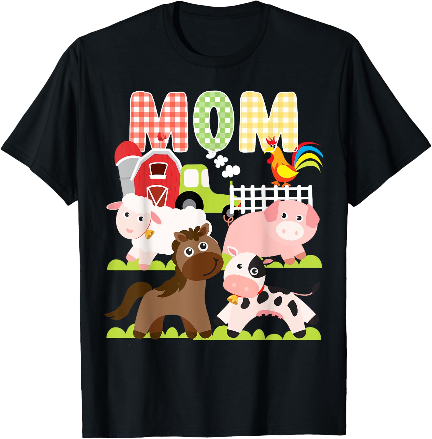 Mom Birthday Crew Barnyard Farm Animals Bday Party T-Shirt - T-Shirt | Black
