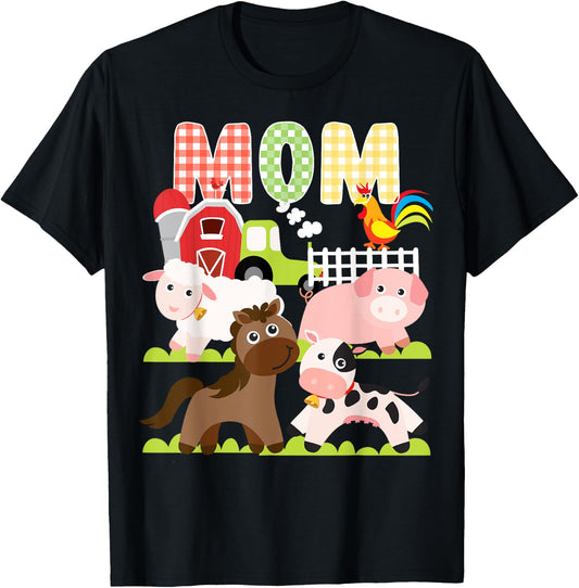 Mom Birthday Crew Barnyard Farm Animals Bday Party T-Shirt - T-Shirt | Black