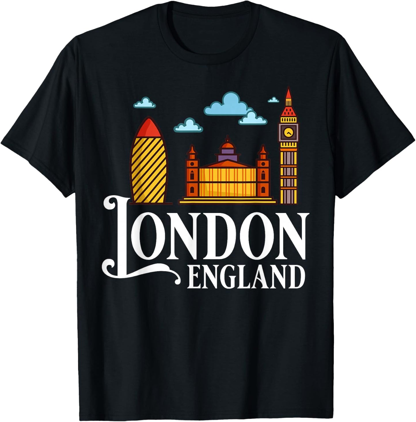 London England City Skyline Map Travel T-Shirt - T-Shirt | Black