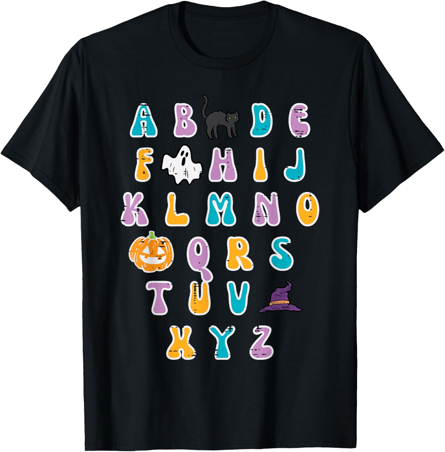 Halloween ABC Alphabet Cute Costume Teacher Women Girls Kids T-Shirt - T-Shirt | Black