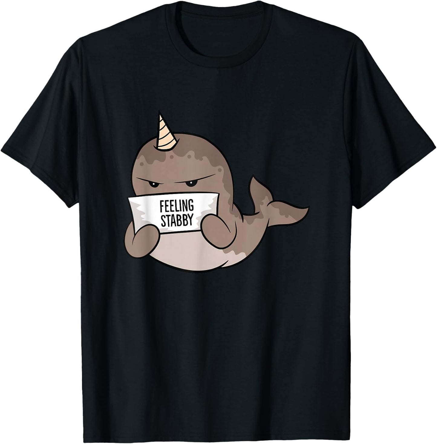Cute Narwhal Feeling Stabby T-Shirt - T-Shirt | Black