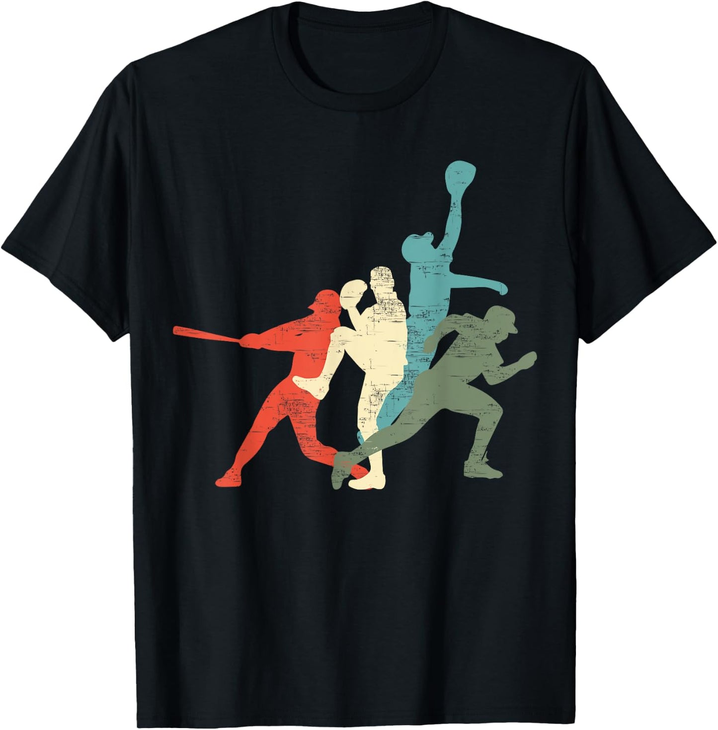 Baseball Vintage | Retro Catcher Pitcher Batter T-Shirt - T-Shirt | Black