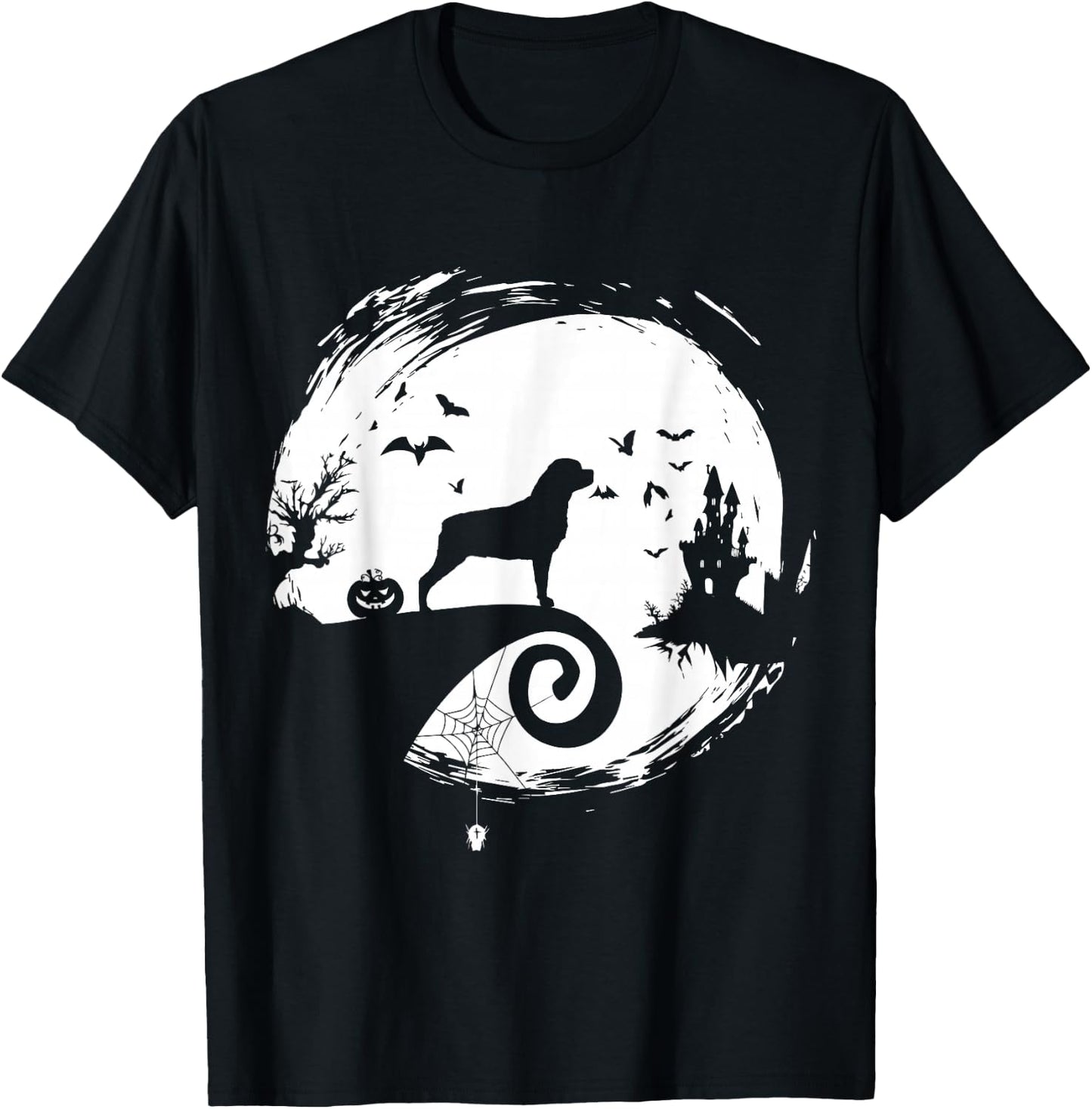 Rottweiler Halloween Costume Moon Silhouette Creepy T-Shirt - T-Shirt | Black