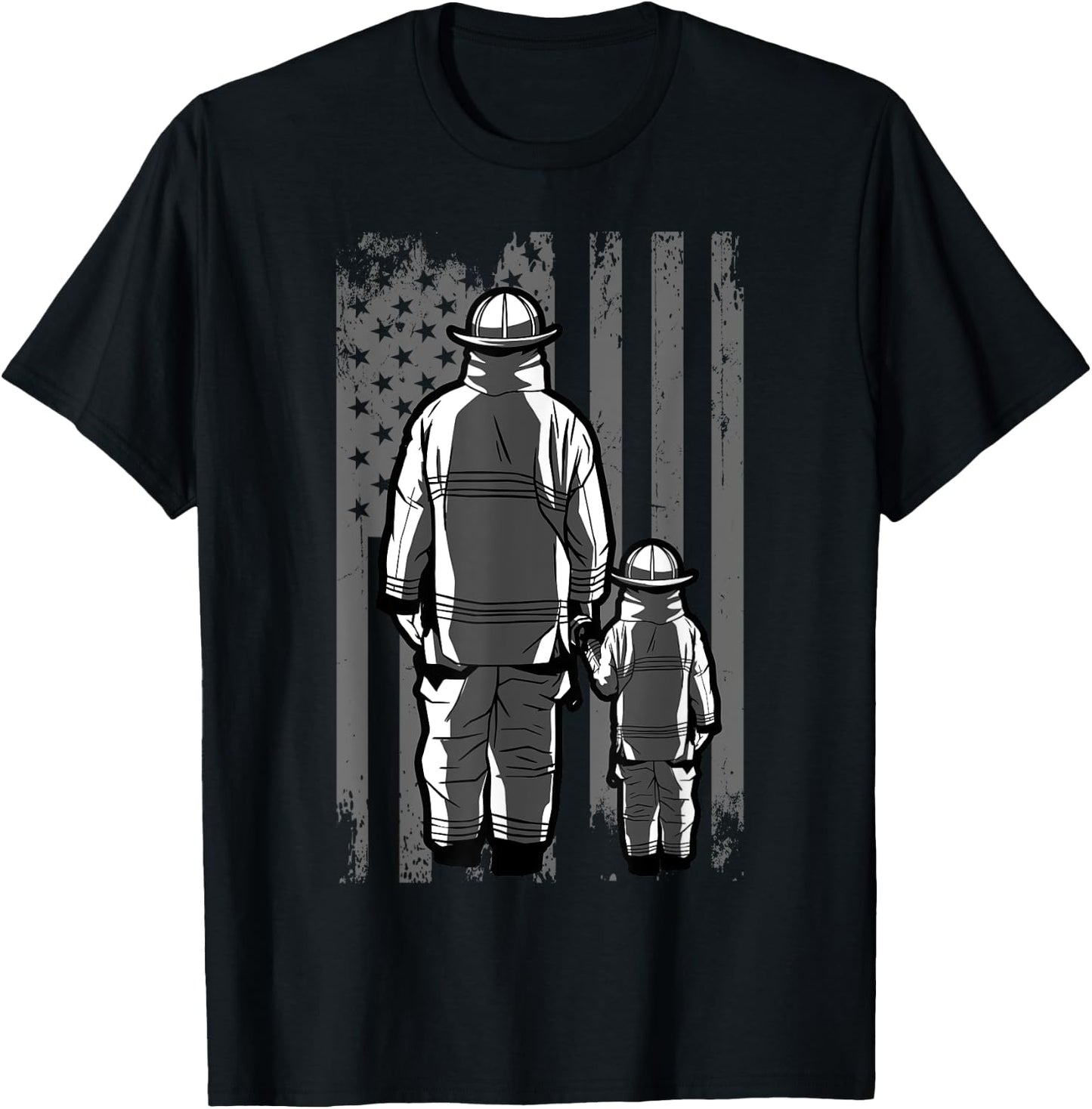 Firefighter Dad Firefighting Patriotic Fireman Father's Day T-Shirt - T-Shirt | Black