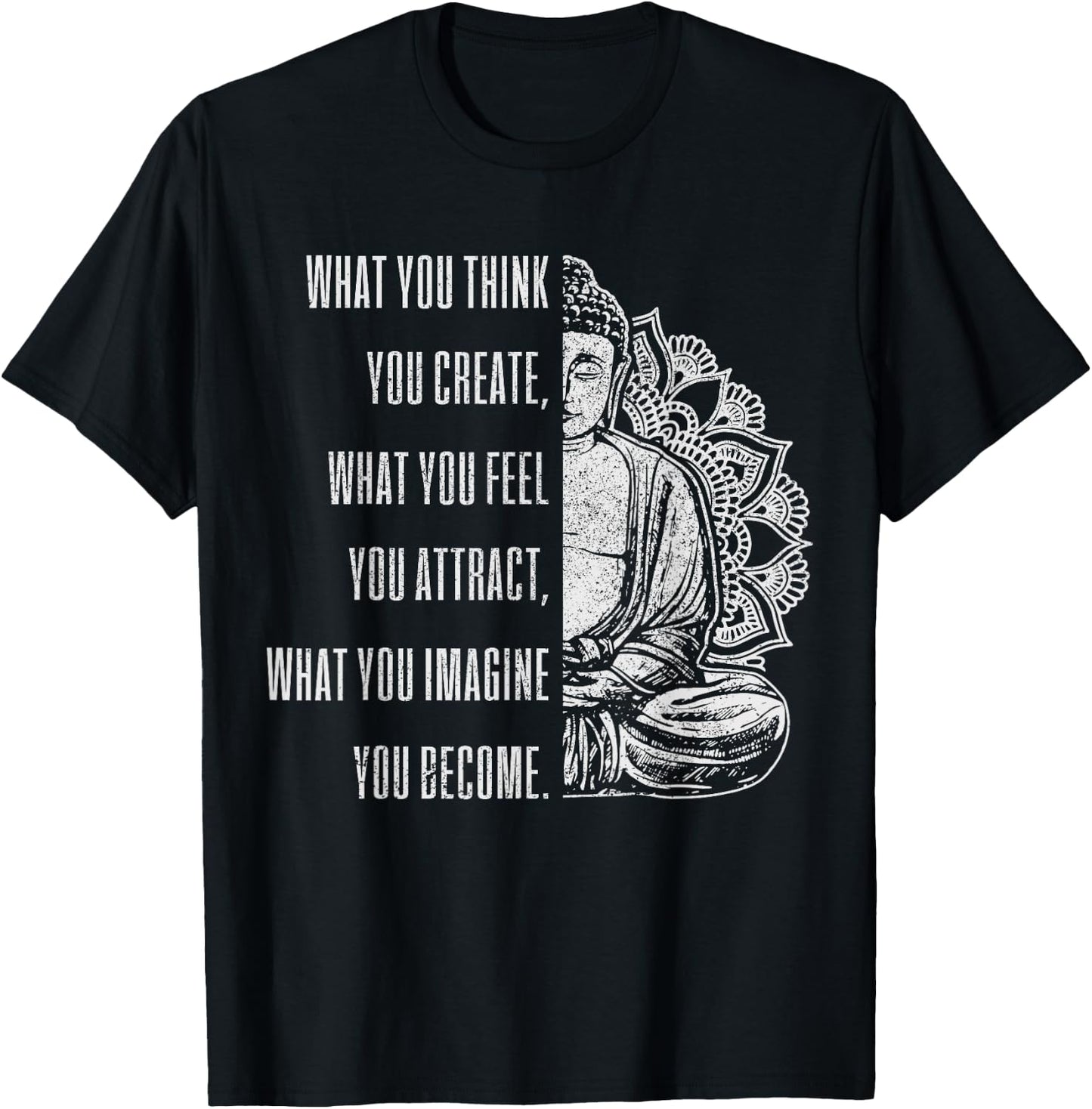Buddha Spiritual Saying Mandala Buddhism Yoga Gift T-Shirt - T-Shirt | Black
