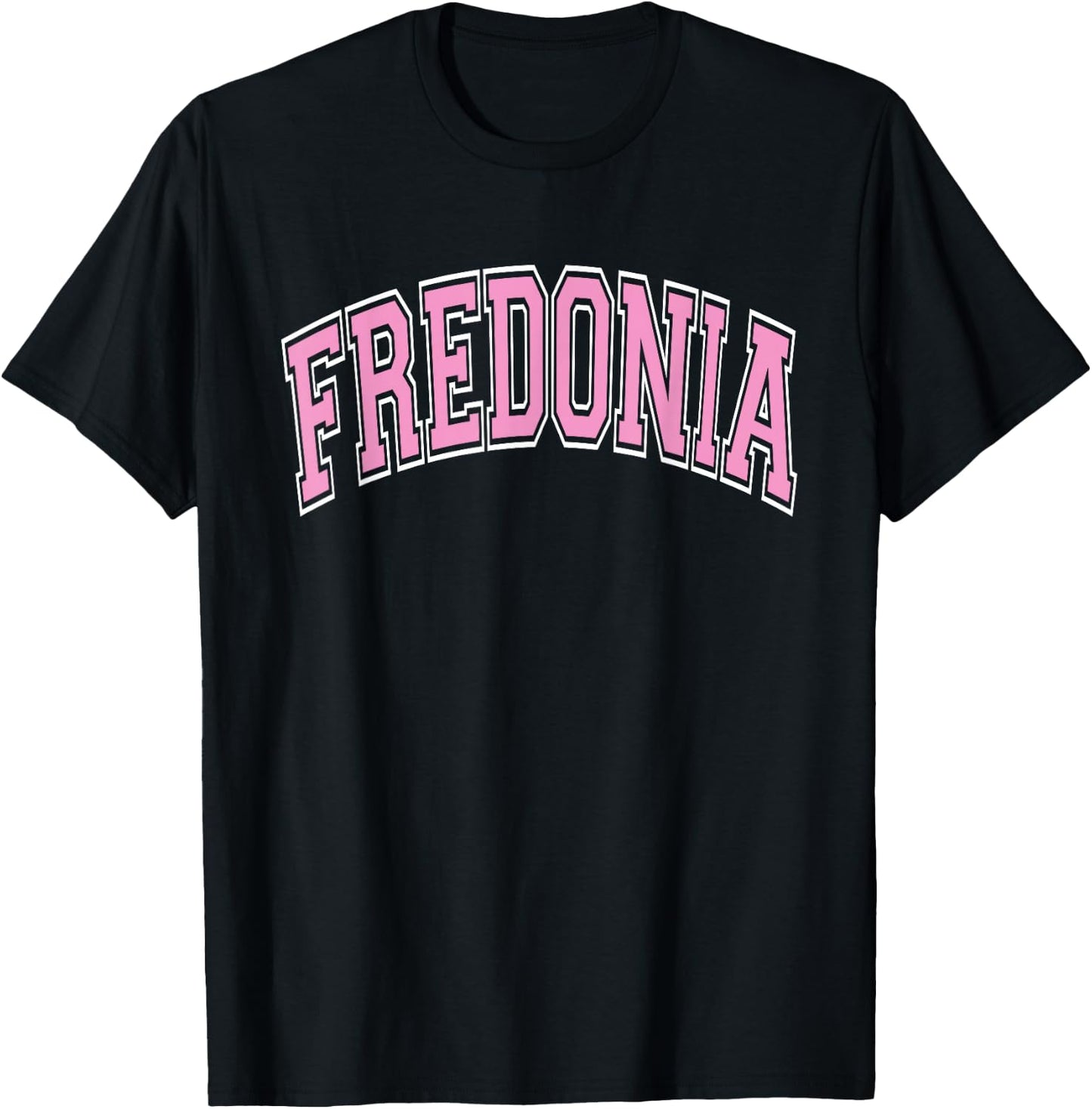 Fredonia Arched Pink Text T-Shirt - T-Shirt | Black
