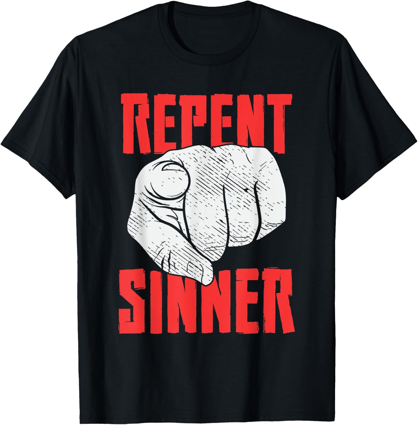 Repent Sinner Christian Church Christus Bible Funny Meme T-Shirt - T-Shirt | Black