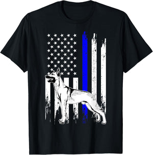 Belgian Malinois K9 Unit Thin Blue Line US Flag Police Gift T-Shirt - T-Shirt | Black