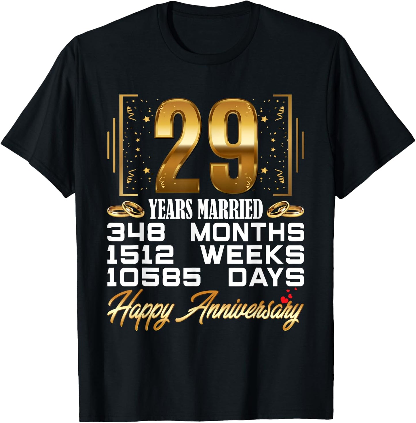 29 Years Married - Funny 29th Wedding Anniversary T-Shirt - T-Shirt | Black