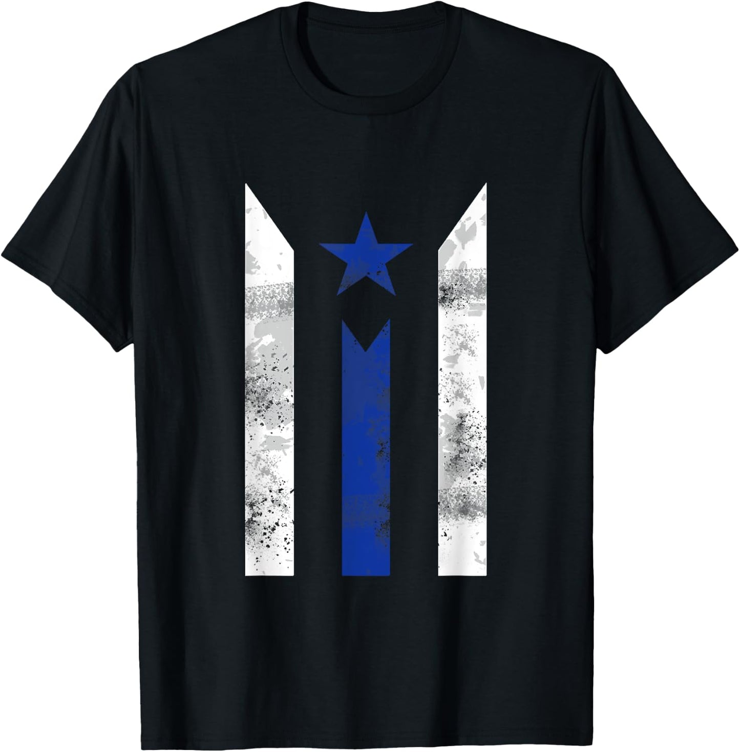 Thin Blue Line Puerto Rican Police Puerto Rico Flag Gift T-Shirt - T-Shirt | Black