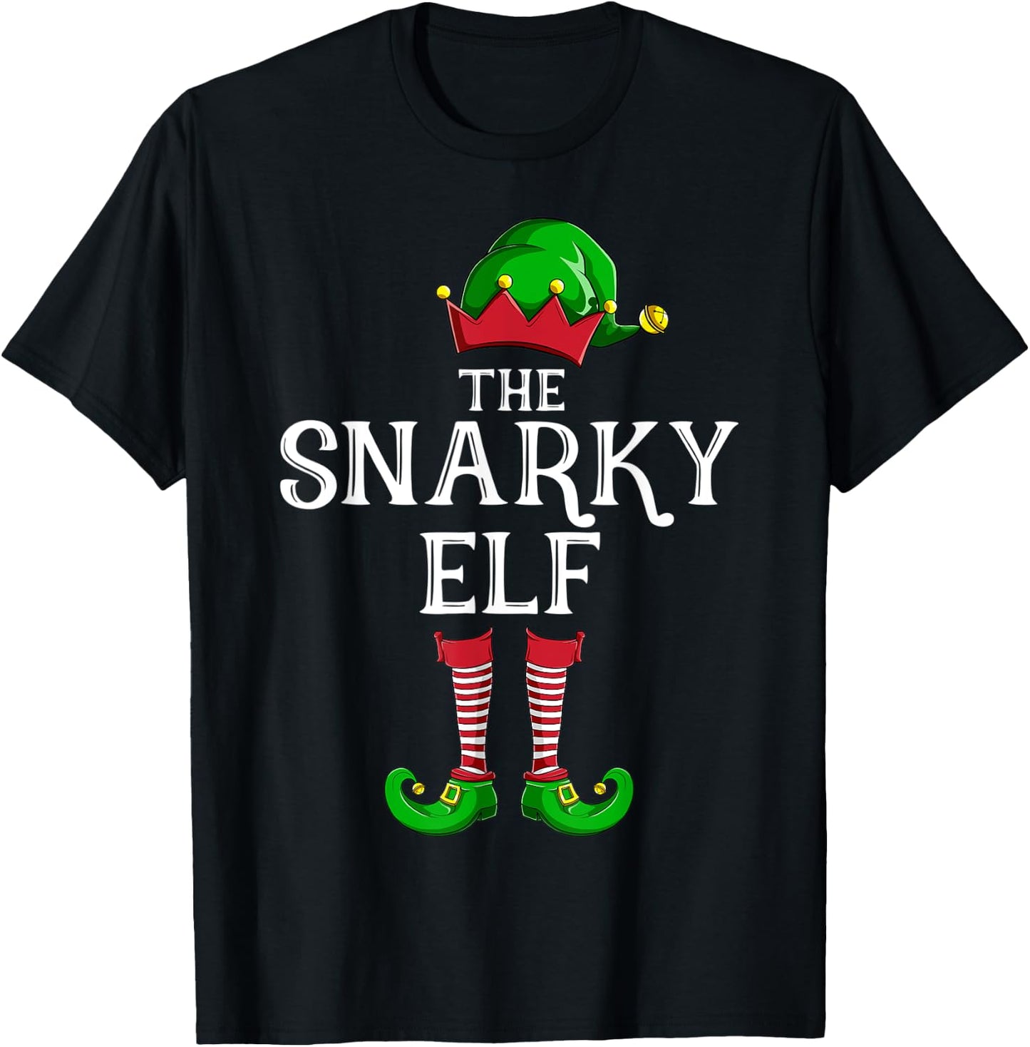 Snarky Elf Matching Family Group Christmas Party Pajama T-Shirt - T-Shirt | Black
