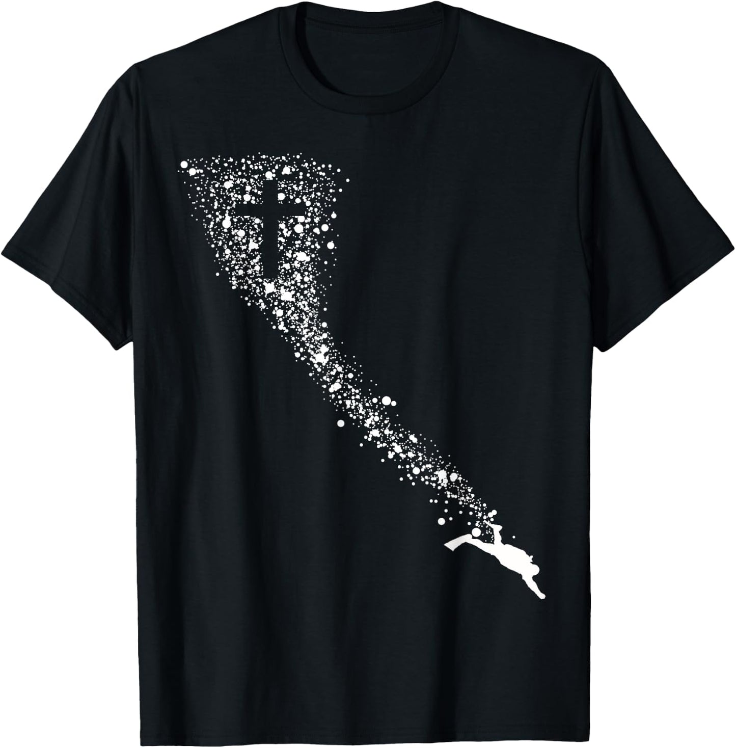 Christian Scuba Diving Jesus Cross Dive Flag Faith Diver Art T-Shirt - T-Shirt | Black