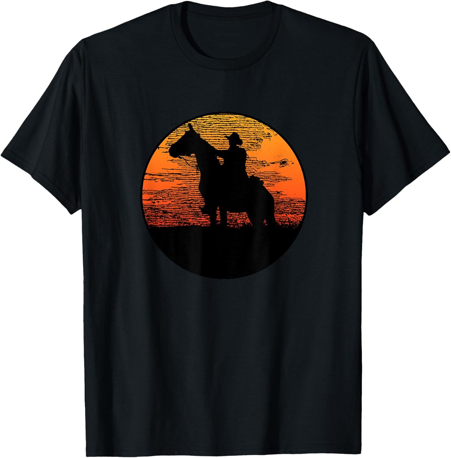 Western Style T33Z -Adults Kids Western Horse Graphic Black Small Classic Fit Pull On Short Sleeve T-Shirt - T-Shirt | Black