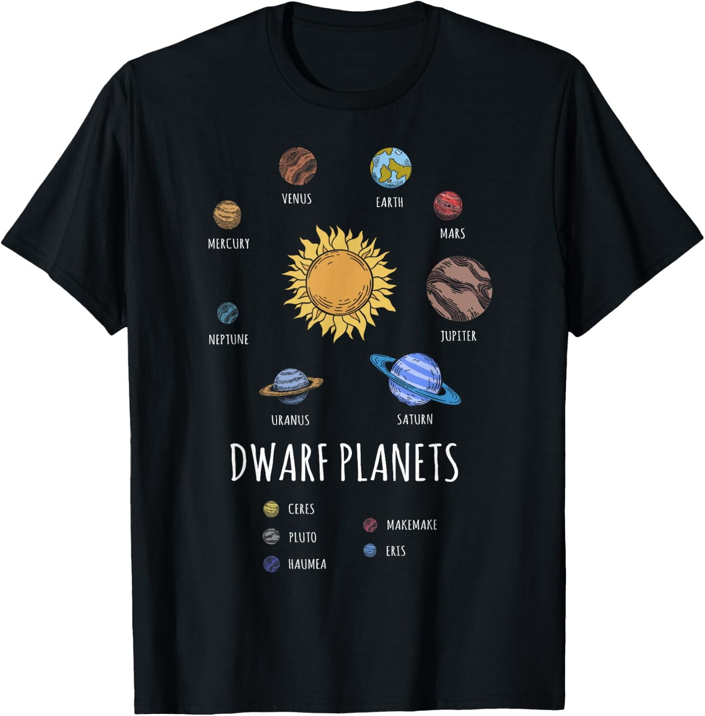 Solar System Dwarf Planets Outer Space Astronaut T-Shirt - T-Shirt | Black