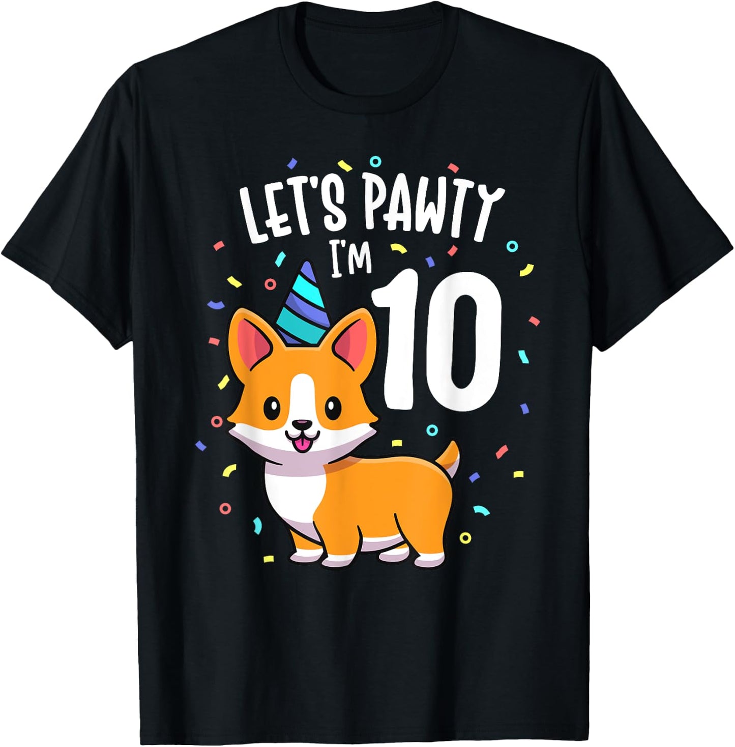 10 Years Old Corgi Dog Lover 10th Birthday Party Outfit Kid T-Shirt - T-Shirt | Black