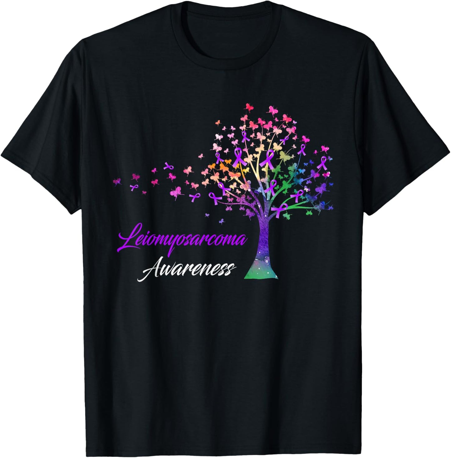 Tree Ribbon Leiomyosarcoma Awareness T-Shirt - T-Shirt | Black