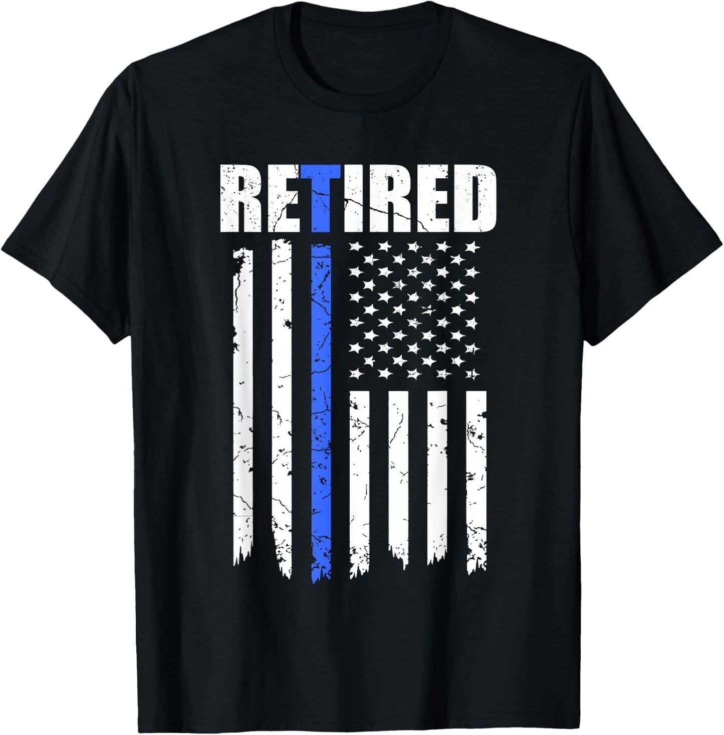 Retired Police Officer American Flag Retirement 2021 Cop T-Shirt - T-Shirt | Black