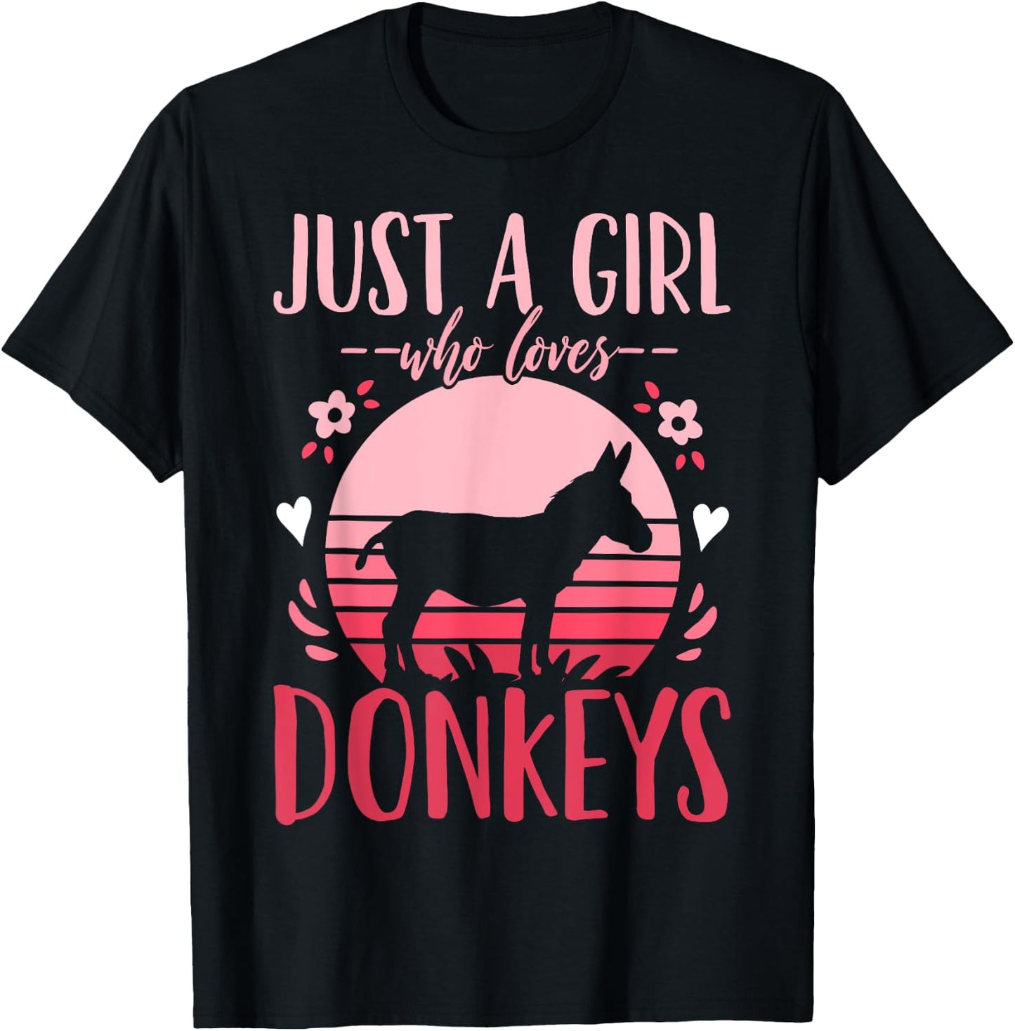 Donkey Just a Girl Who Loves Donkeys Retro T-Shirt - T-Shirt | Black