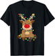 Red-Nosed Reindeer with Christmas Lights – Cute Holiday T-Shirt - T-Shirt | Black