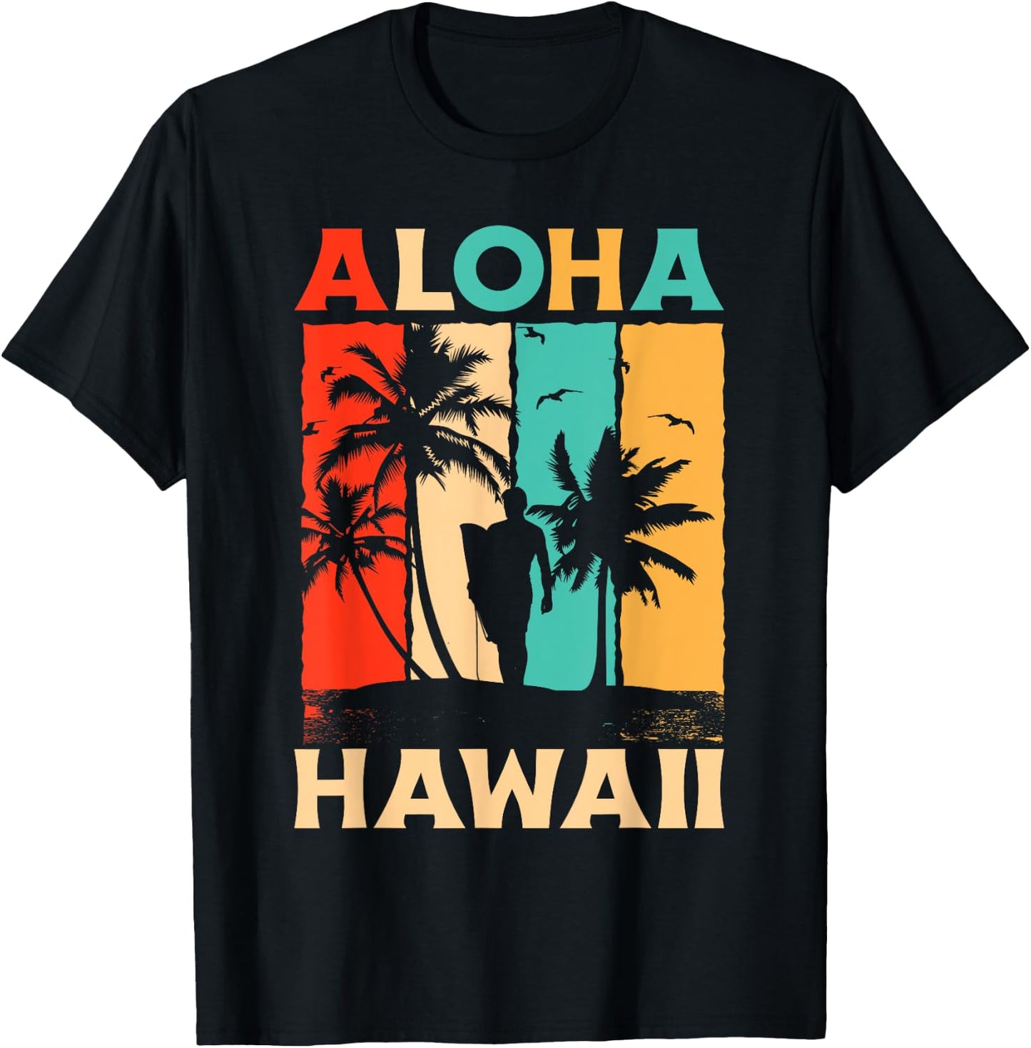 Aloha Hawaii State Hawaiian Island Retro Vintage T-Shirt - T-Shirt | Black