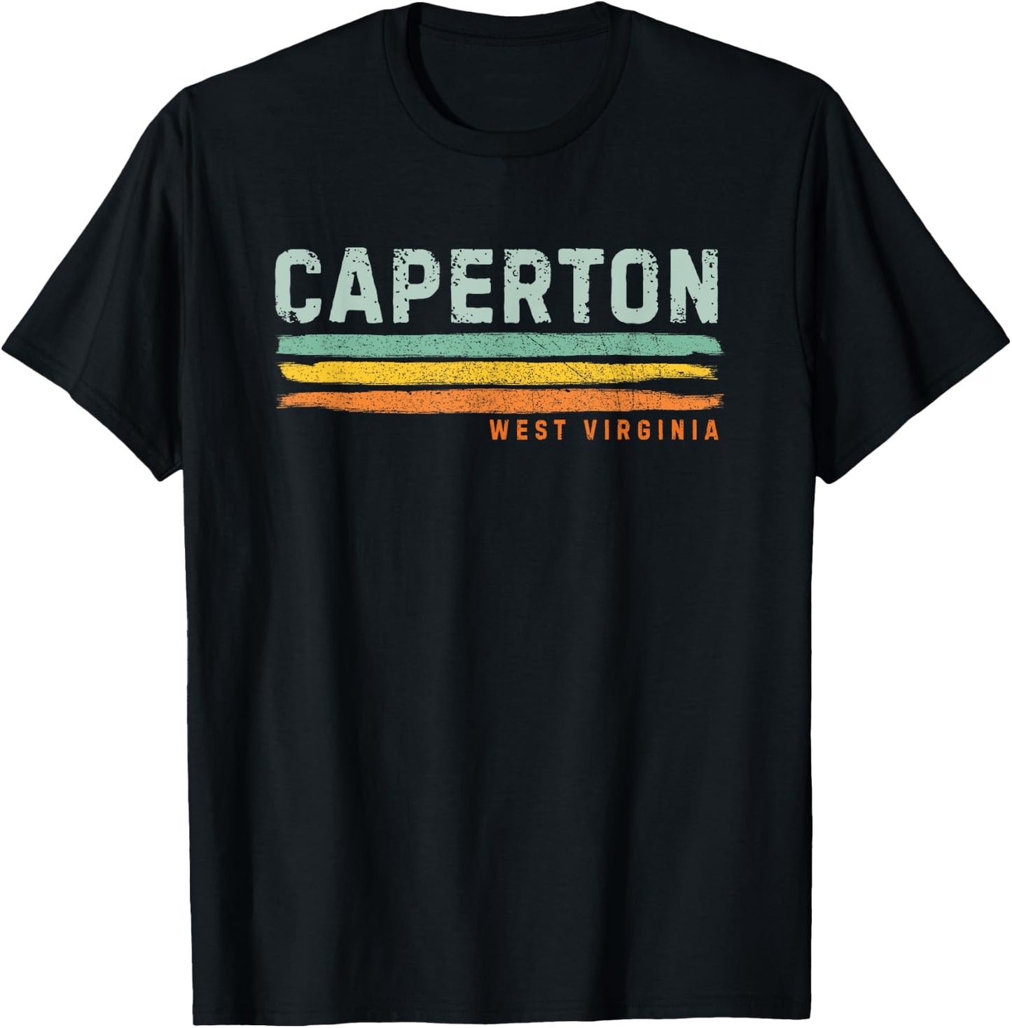 Vintage Stripes Caperton WV T-Shirt - T-Shirt | Black