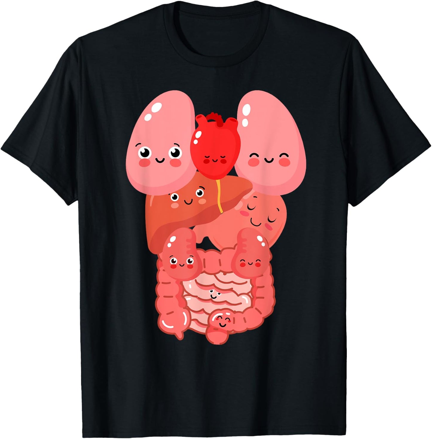 Internal Organs Funny Human Anatomy Smiling T-Shirt - T-Shirt | Black