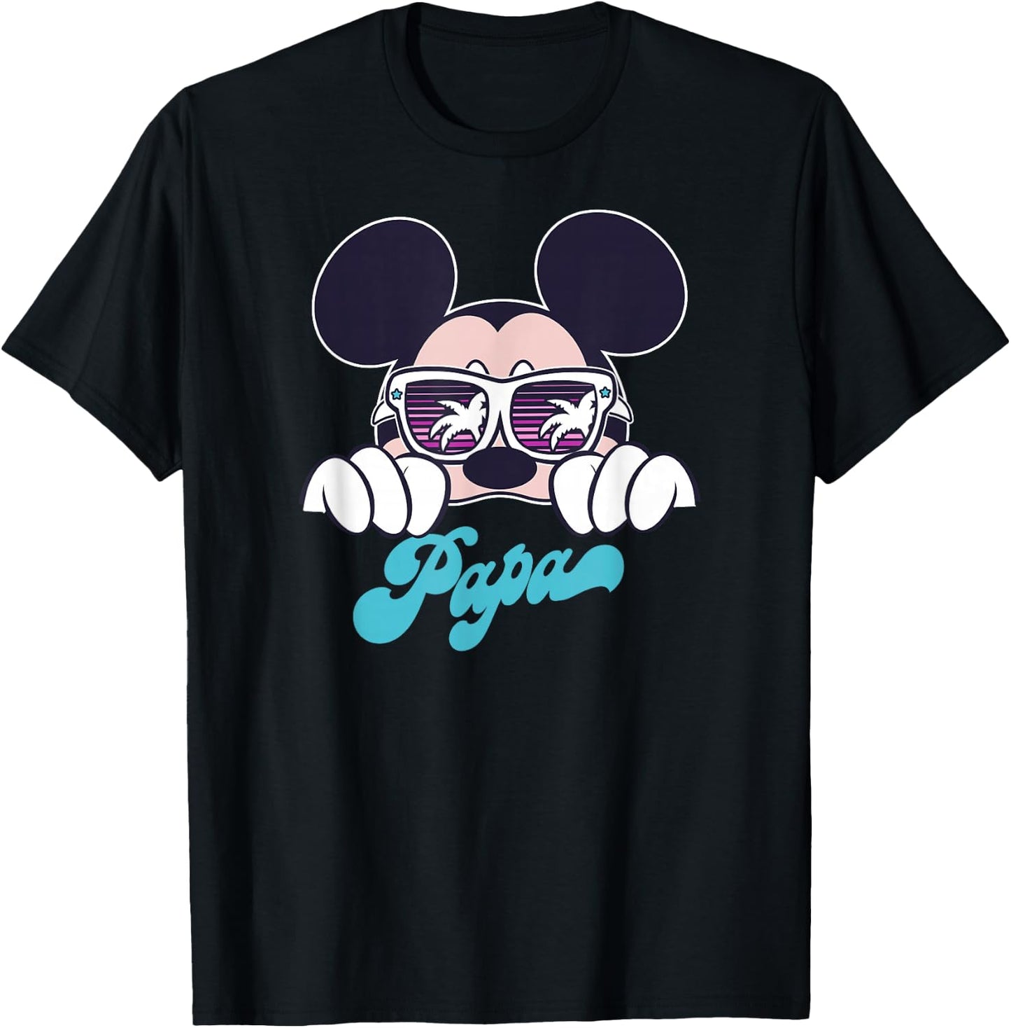Disney Mickey and Friends Cool Mickey Summer Vibes Papa Logo T-Shirt - T-Shirt | Black