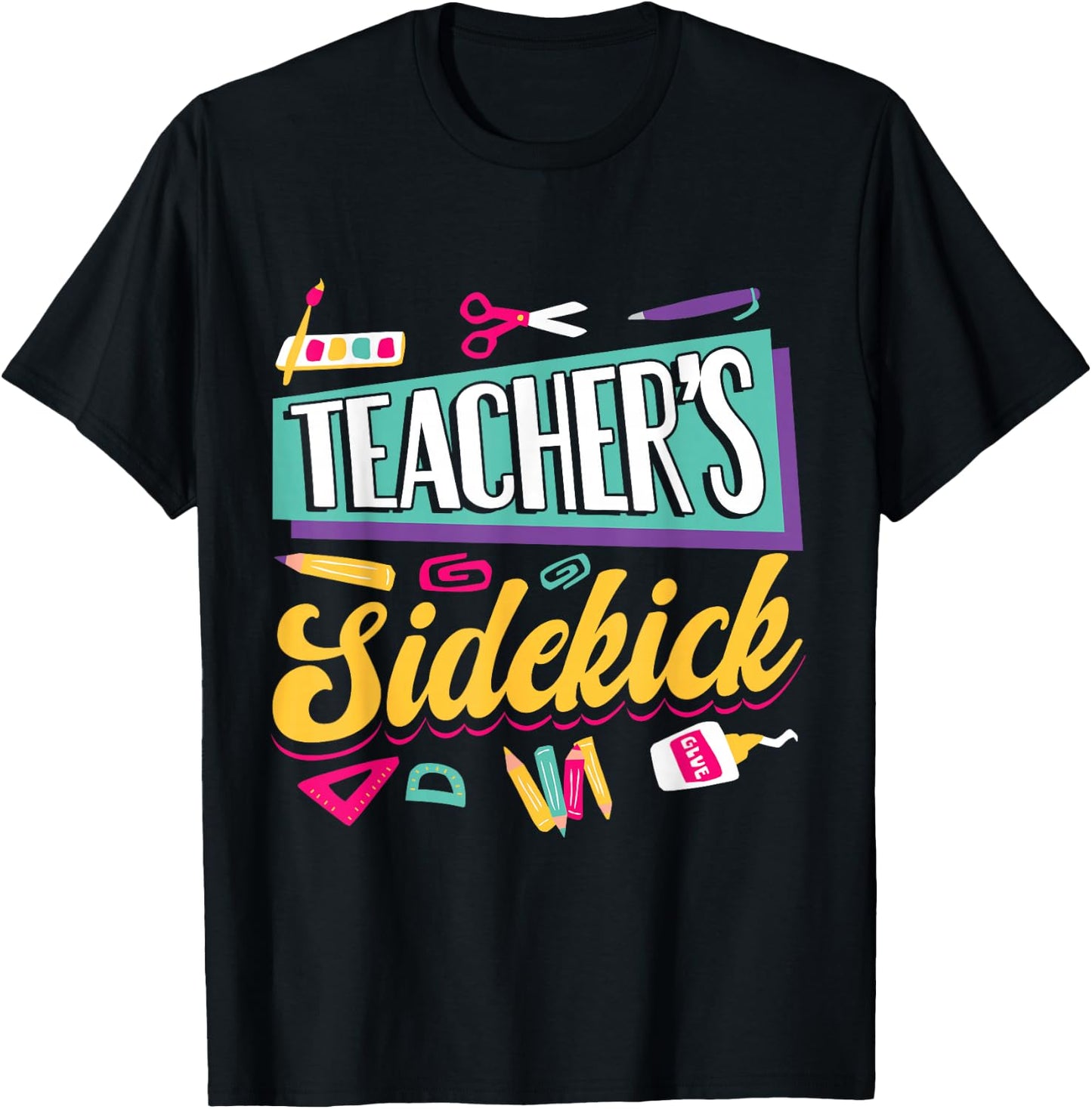 Teacher's Sidekick Teacher Assisting Teaching Assistant T-Shirt - T-Shirt | Black