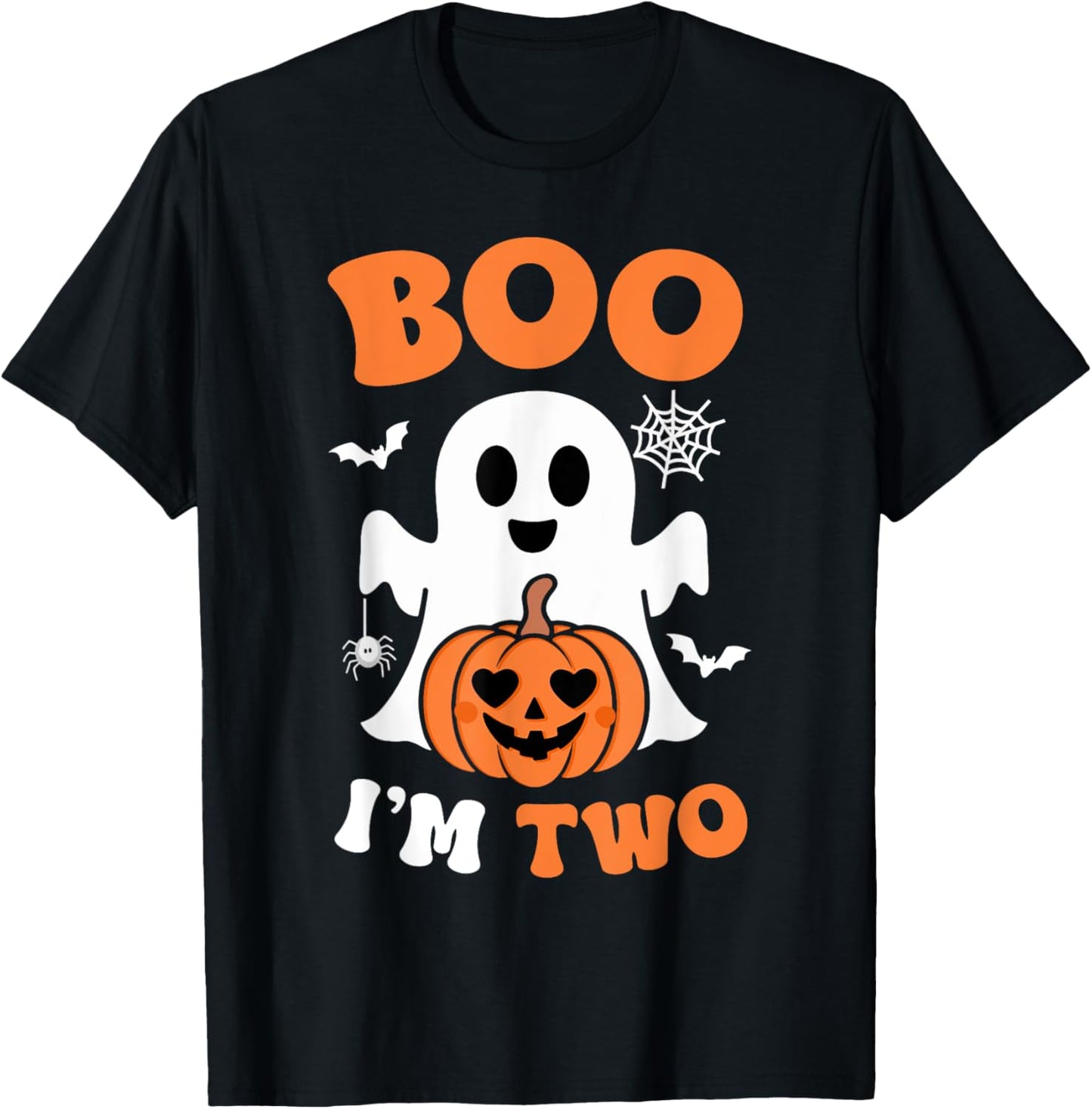 Ghost Boo I'm Two Year 2nd Birthday Boys Halloween Groovy T-Shirt - T-Shirt | Black