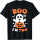Ghost Boo I'm Two Year 2nd Birthday Boys Halloween Groovy T-Shirt - T-Shirt | Black