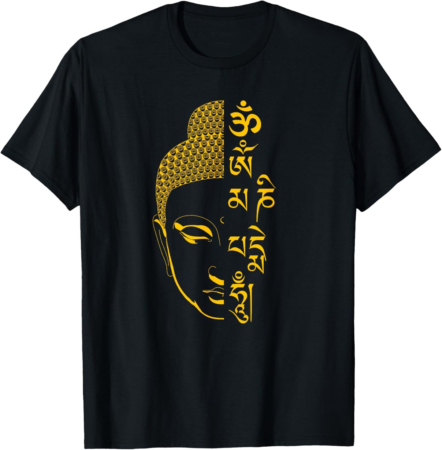 Buddha Om Mani Padme Hum Mantra T-Shirt - T-Shirt | Black