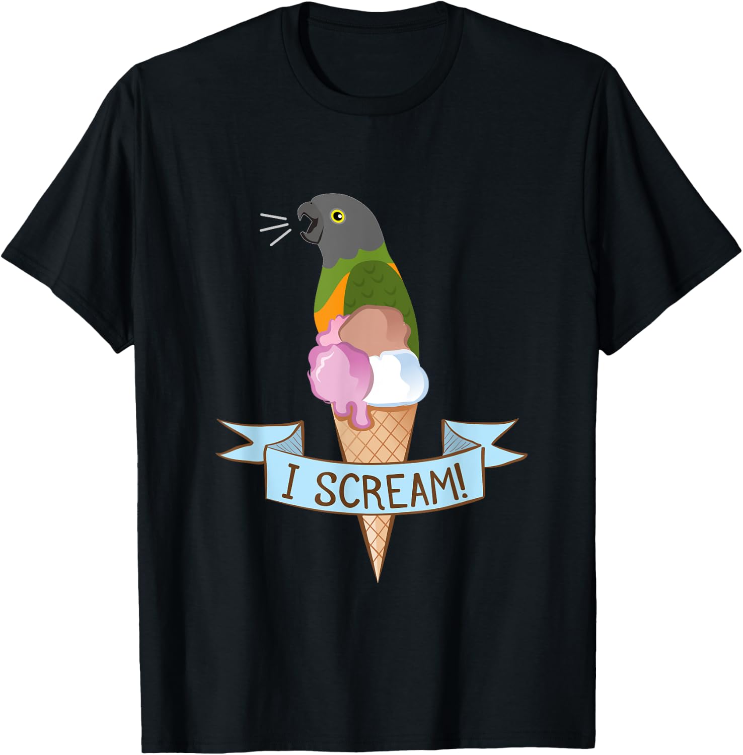Senegal Parrot Ice Cream T-Shirt - T-Shirt | Black