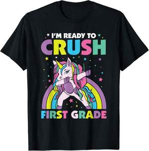 Crush 1st Grade Dabbing Unicorn Back To School Girls Gift T-Shirt - T-Shirt | Black