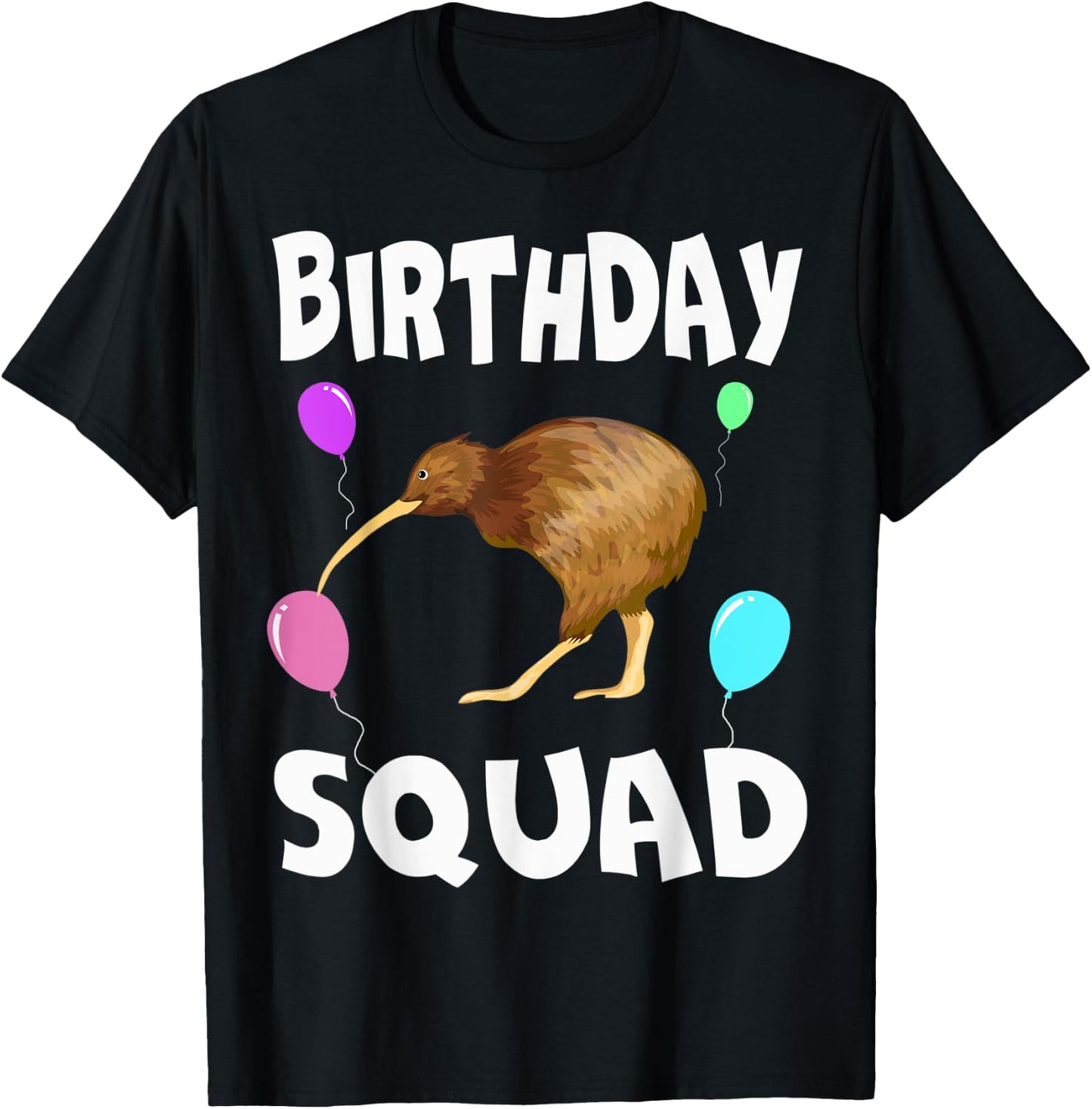 Birthday Squad Cute Kiwi bird Bday Team Men Women Kids T-Shirt - T-Shirt | Black