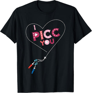 Valentine Day Nurse Picc You Vascular Access Scrub Top Women T-Shirt - T-Shirt | Black