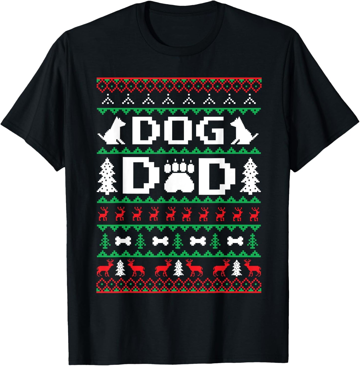 Christmas Dog Dad Shirt Ugly T-Shirt - T-Shirt | Black