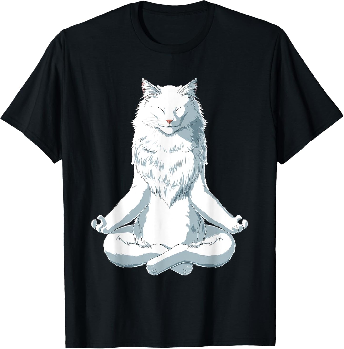 Yoga Turkish Angora Cat T-Shirt - T-Shirt | Black