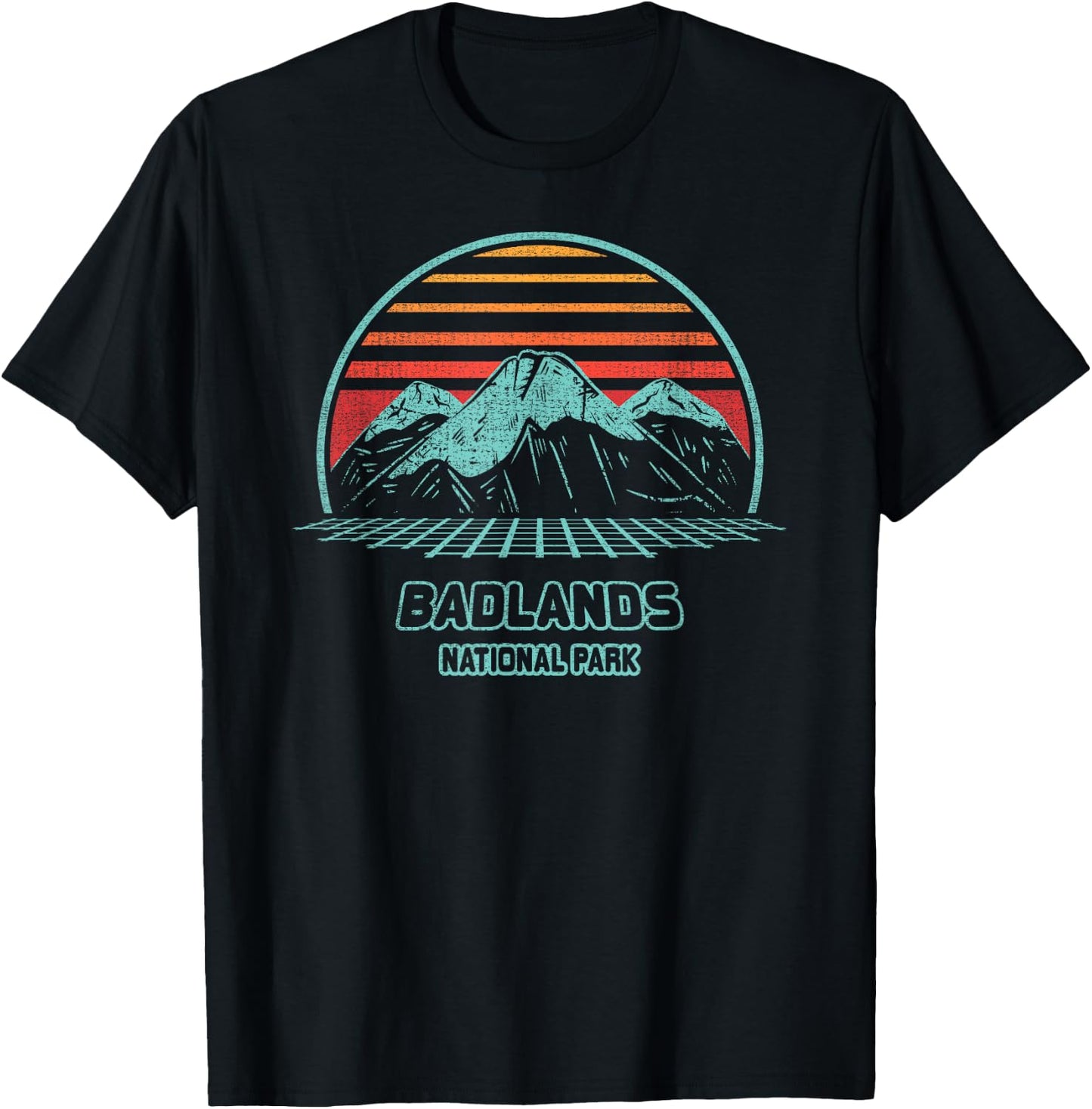 Badlands National Park Retro Hiking Vintage 80s Style T-Shirt - T-Shirt | Black