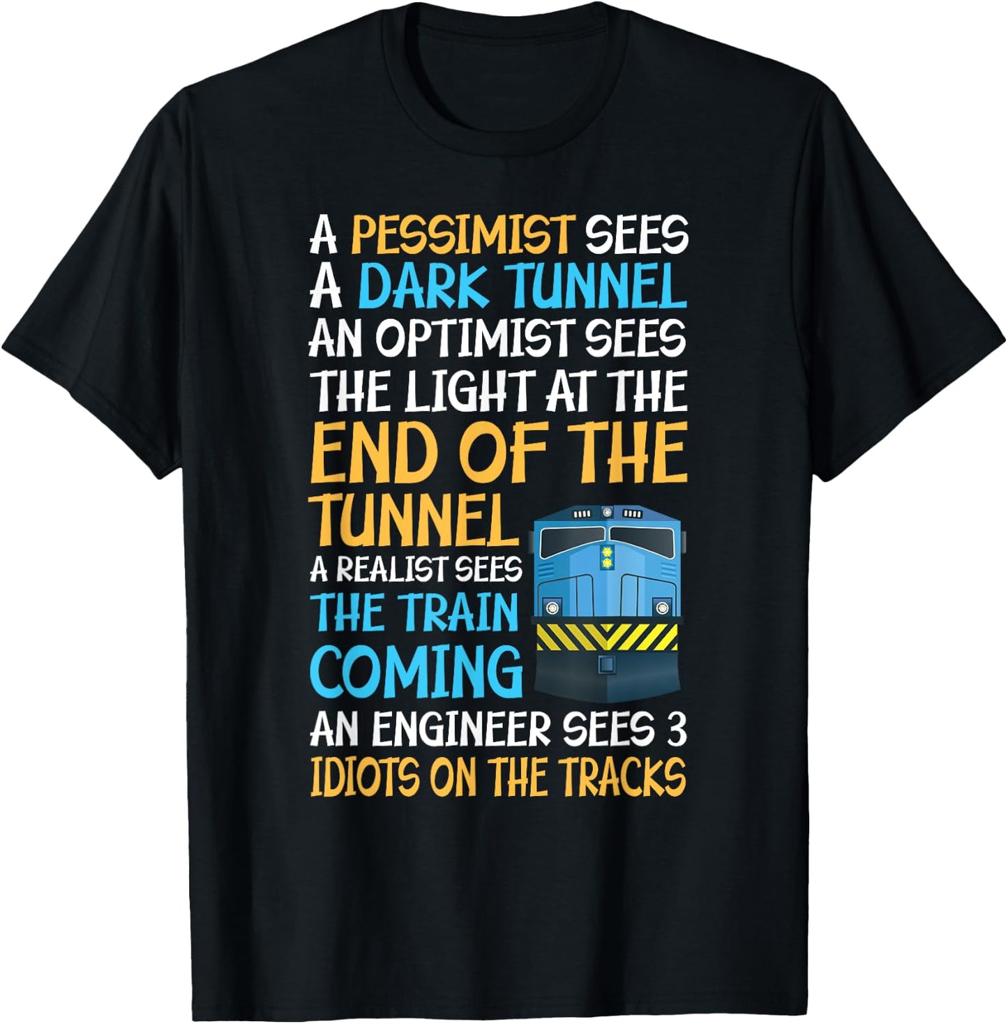 Funny Train Guide - 3 Idiots on the Tracks T-Shirt - T-Shirt | Black