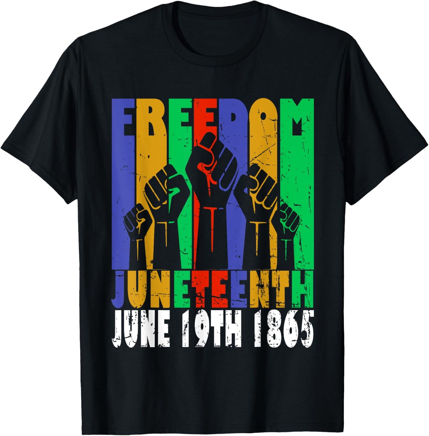 Vintage Black Freedom Day Juneteenth June 19th 1865 T-Shirt - T-Shirt | Black