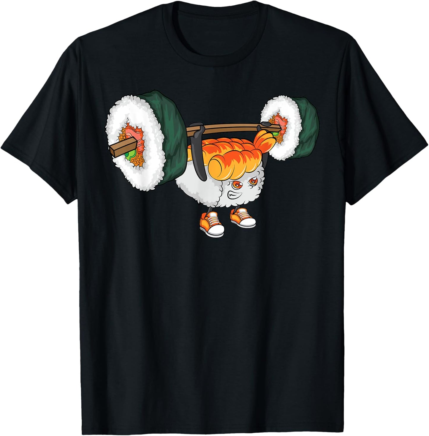 Funny Sushi Weight Lifting Japanese Food Gym Gift T-Shirt - T-Shirt | Black