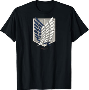 Attack on Titan Scout Regiment Shield AOT Anime Raglan Baseball T-Shirt - T-Shirt | Black