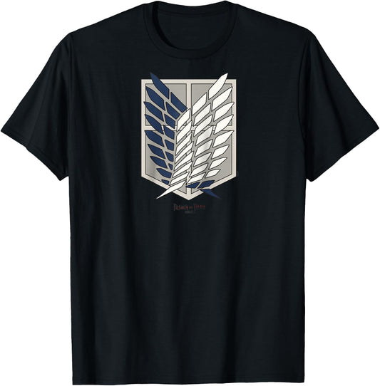 Attack on Titan Scout Regiment Shield AOT Anime Raglan Baseball T-Shirt - T-Shirt | Black