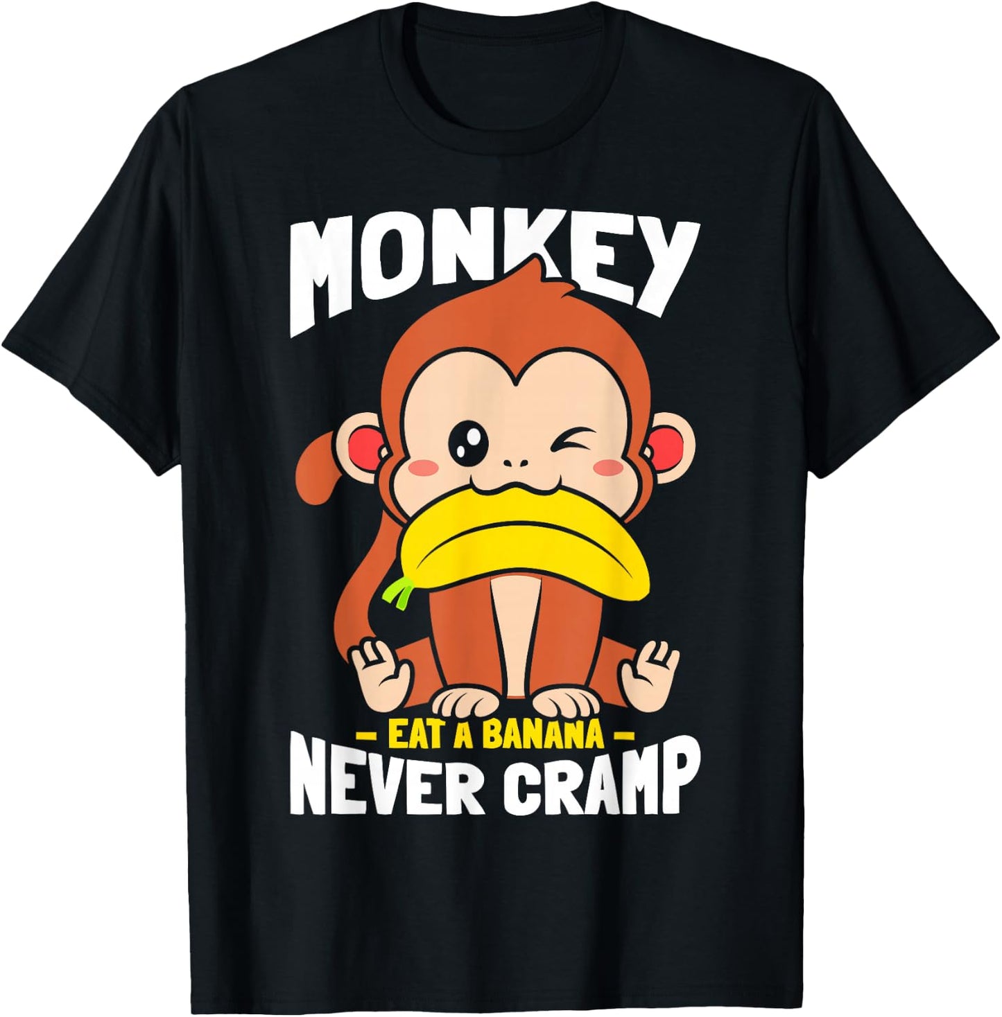 Monkey Eating Banana Never Cramp T-Shirt - T-Shirt | Black