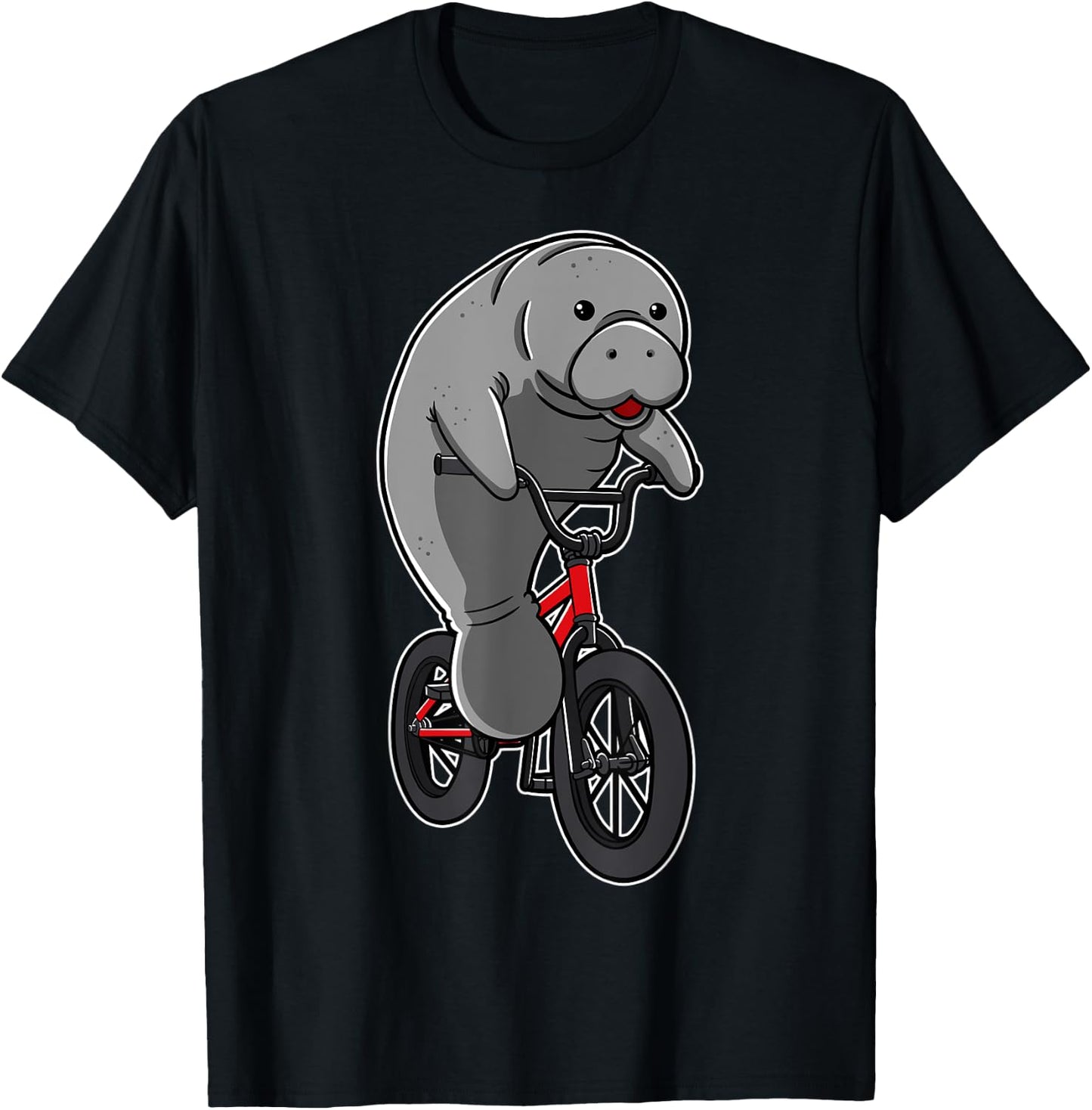 Manatees Sea Cows Dugong Biker Cyclist Floaty Potatoes Gift T-Shirt - T-Shirt | Black