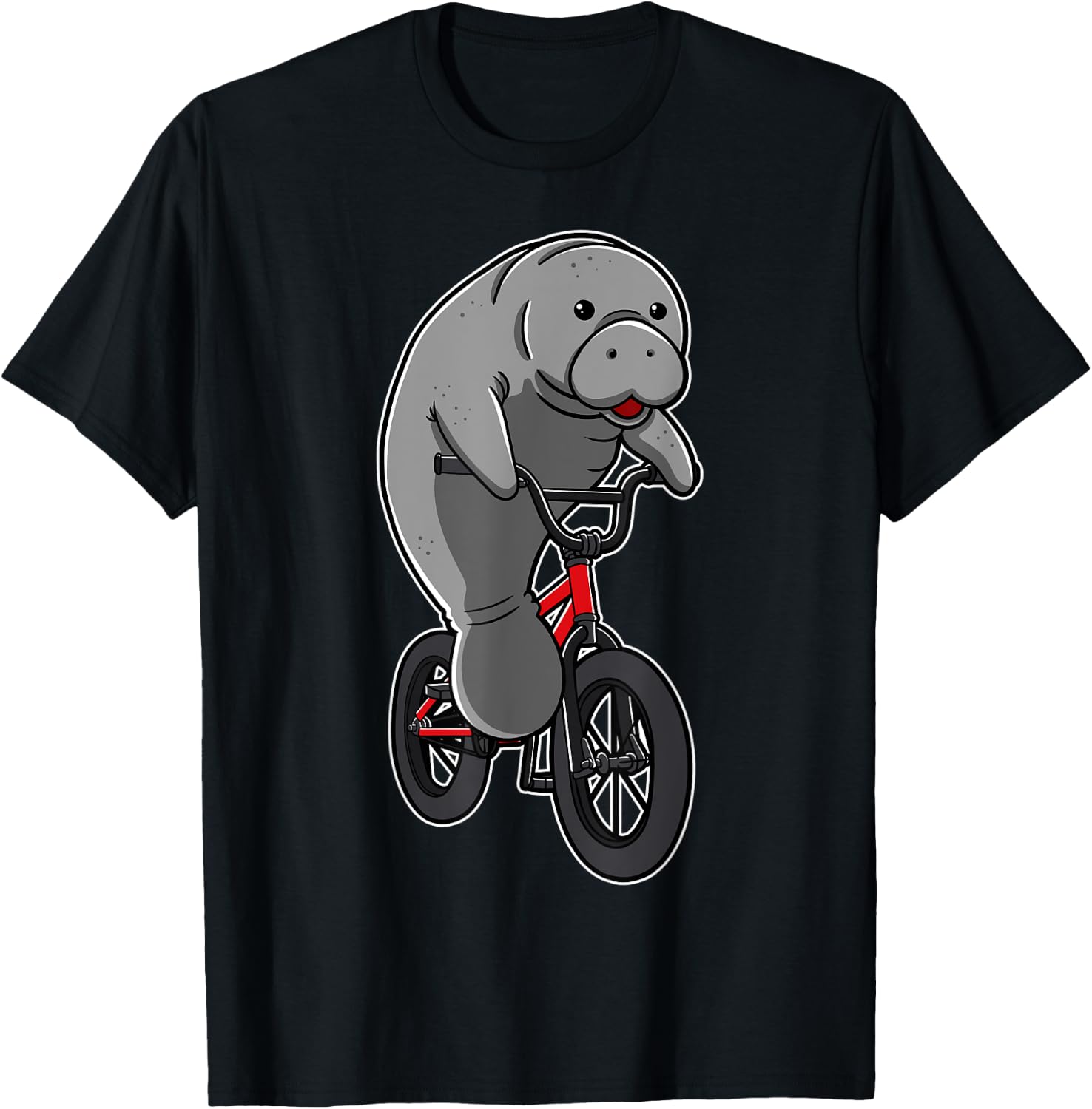 Manatees Sea Cows Dugong Biker Cyclist Floaty Potatoes Gift T-Shirt - T-Shirt | Black